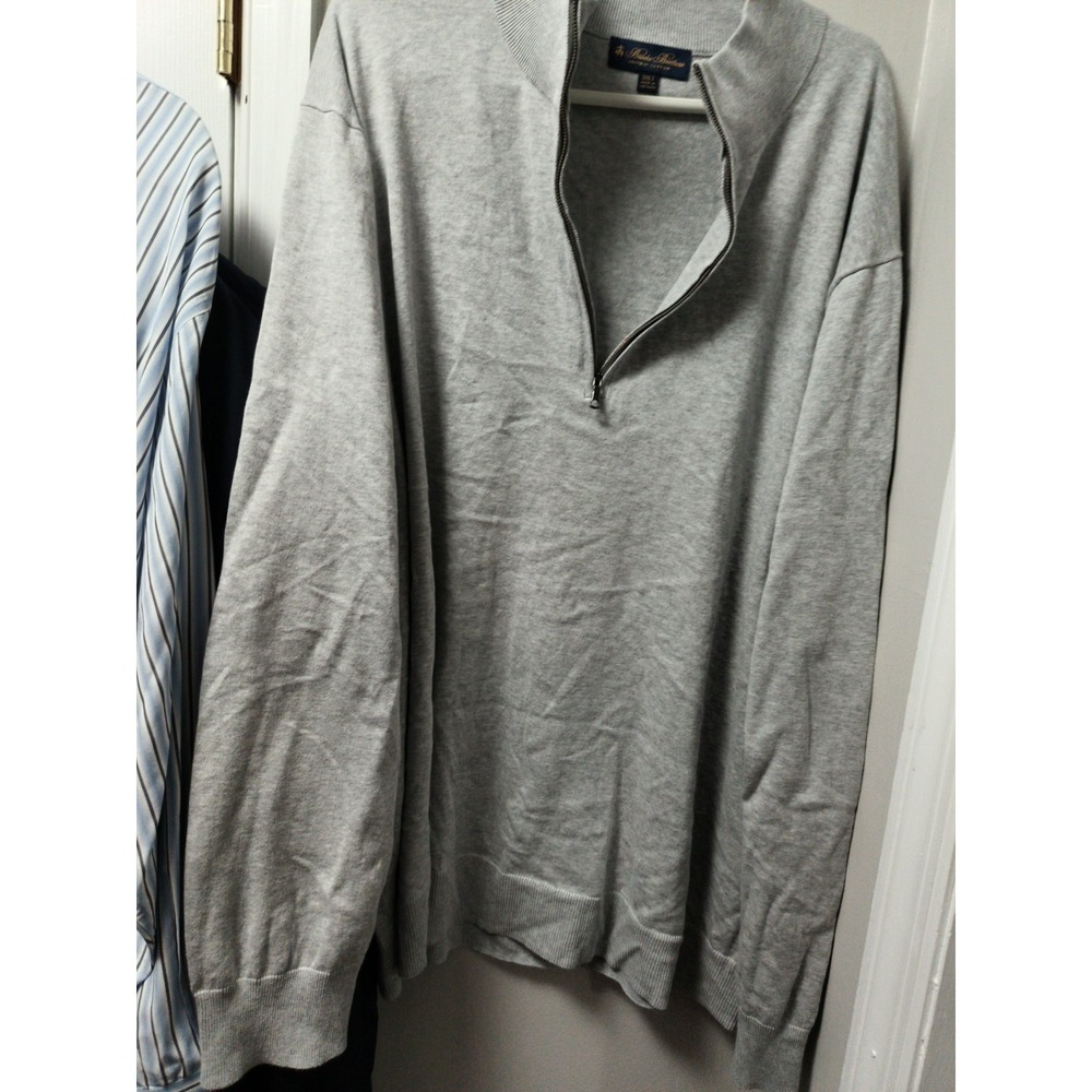 Brooks Brothers Supima Cotton 1/4 Zip Pullover Sweater Mens 3XLT Gray Heather - Picture 4 of 9